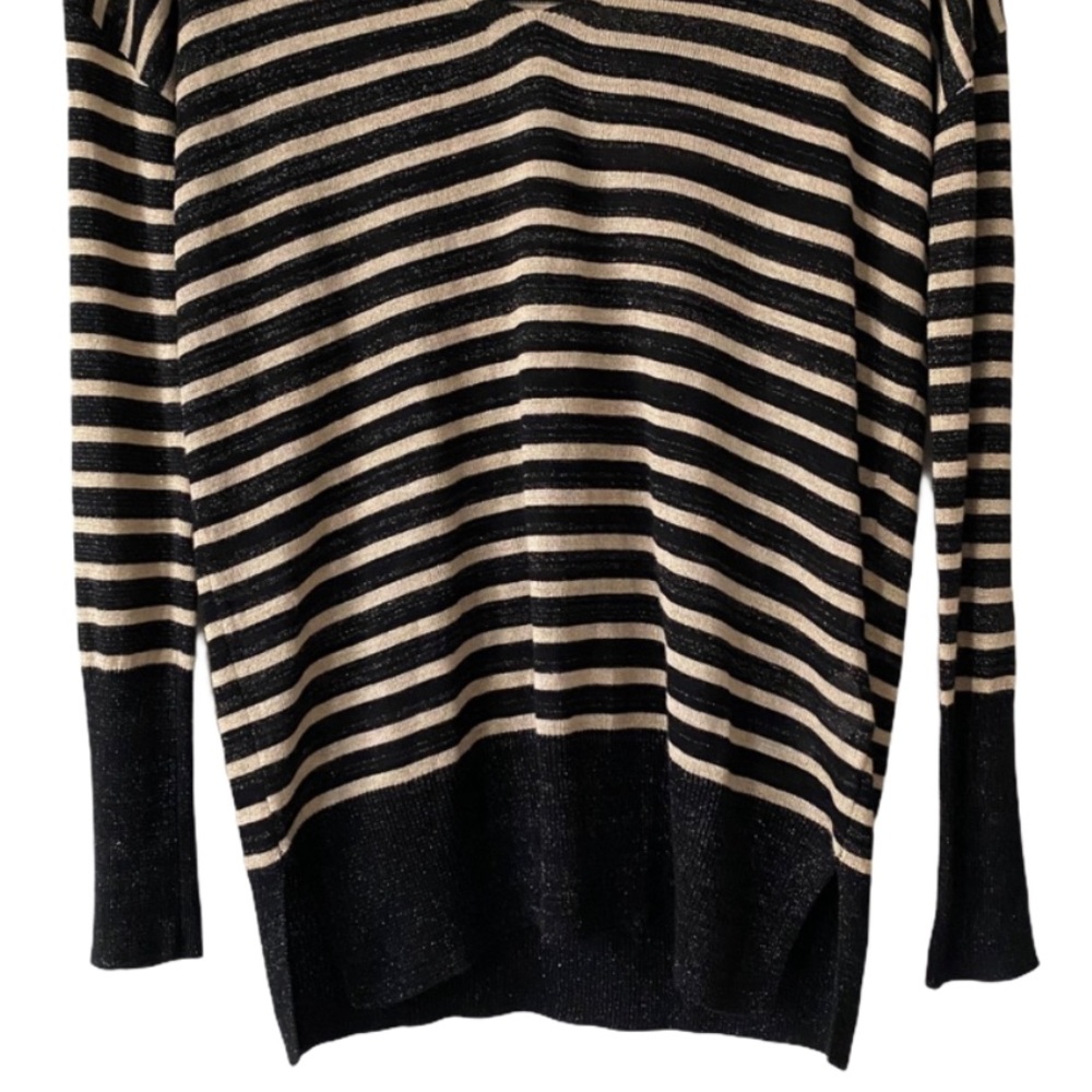 Joie Black Gold Emere Striped Shimmer Sweater - Picture 4 of 8